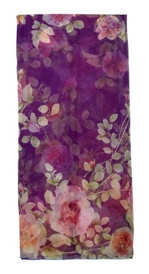 Chopard Rose De Caroline Purple Organic Silk Chiffon Womens Scarf 95005-0451