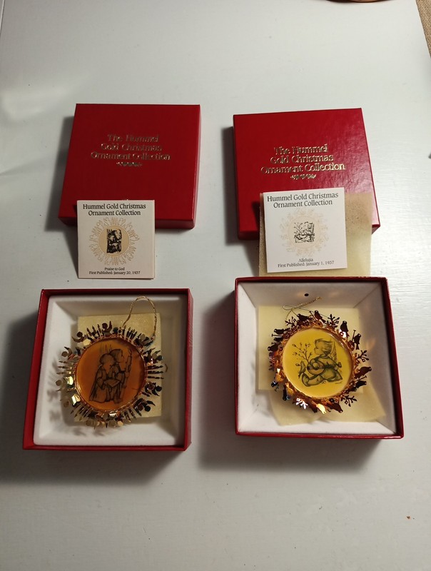 Hummel Gold Christmas Ornaments, Hallelujah & Praise To God in Original Boxes!!
