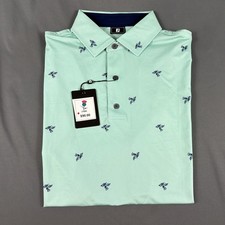 FootJoy Golf Shirt Polo Sleeve Logo Thistle Print Large Sea Glass NWT MSRP 95