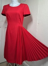 PRADA Women's Red Dress size 40/INT S/UK 8/US 4 Round Neck Pleated Section