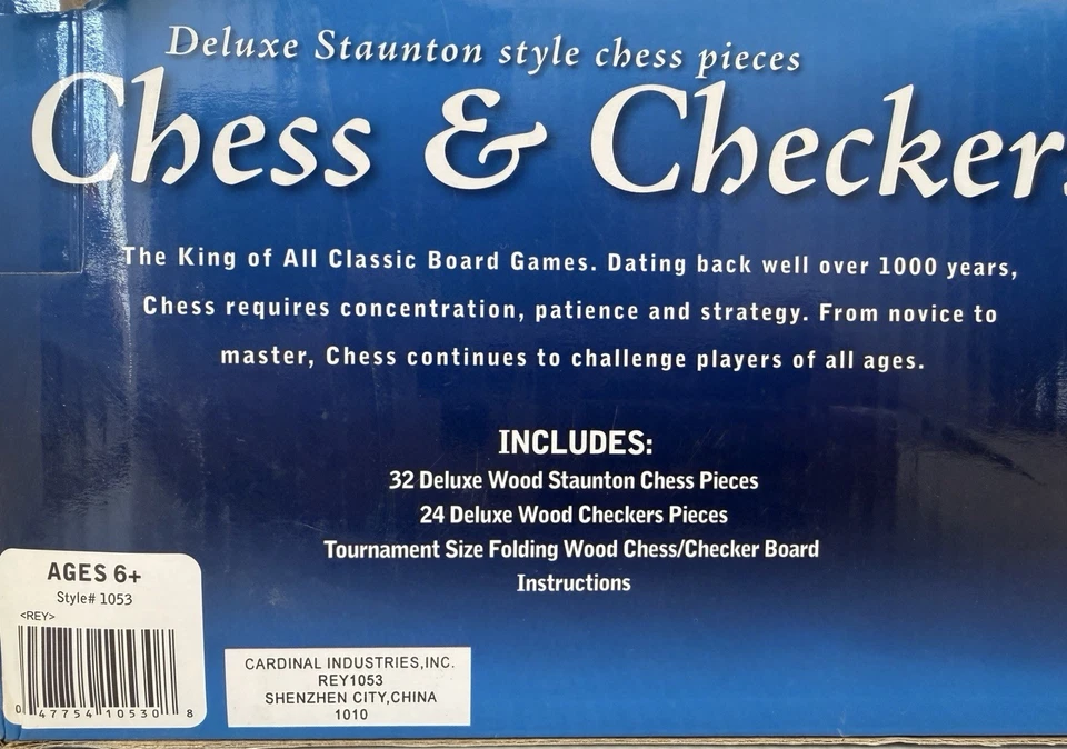 2009 Cardinal Deluxe Stanton Style Chess Pieces Chess & Checker Set NIB Game Set - Image 3 of 4