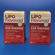 LIPO Flavonoid reduces Ear Ringing• 90 Caplets• Lot Of 2• Expires 2027