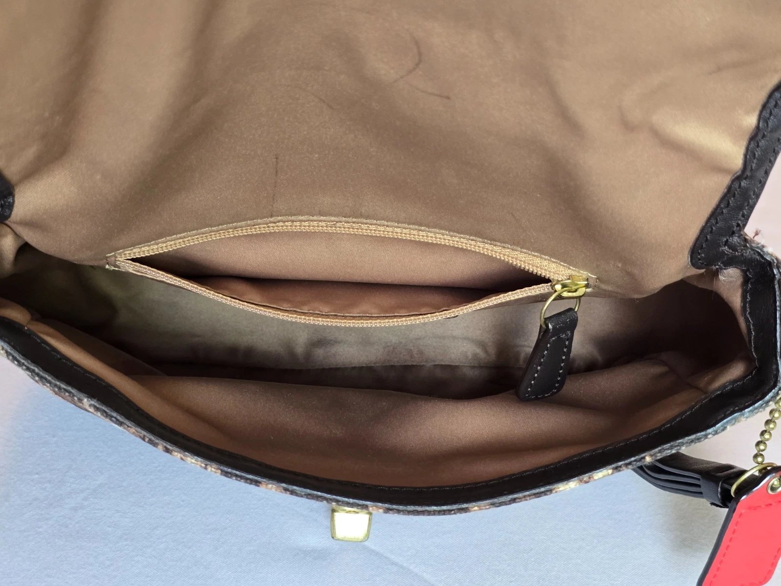 Borsa a tracolla Coach Park Ocelot Leopard con bordo in pelle e portafoglio abbinato