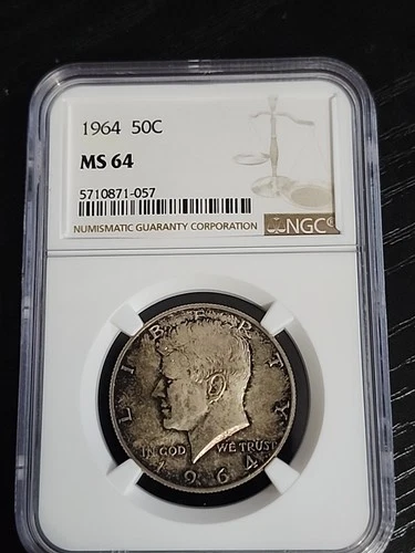 1964-P Kennedy Silver Uncirculated Half Dollar NGC MS64 Toned Free Shipping