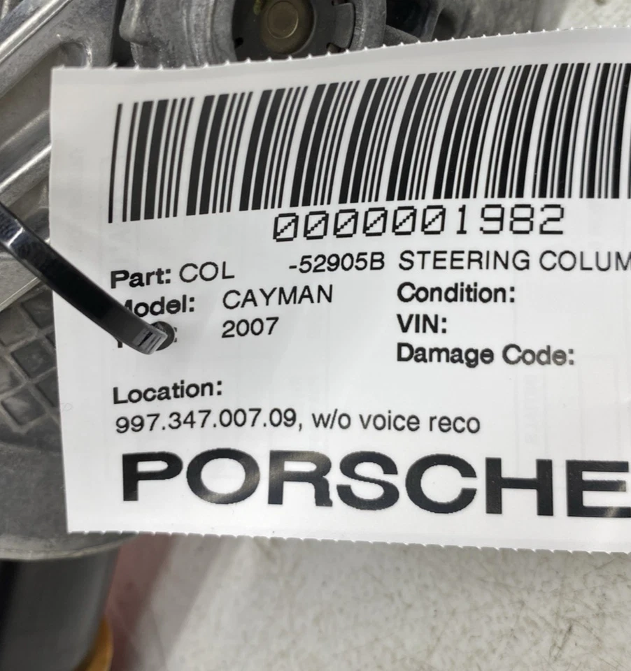 Porsche Cayman 987 2007 montaje de columna de dirección 99734700709 Foto 4 de 4