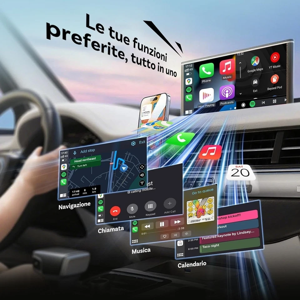 OTTOCAST Mini Cube Adattatore Wireless Carplay Android Auto Bluetooth - Immagine 2 di 4