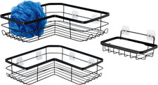 Corner Shower Caddy Organizer, Stainless Steel, Black, Set of 3