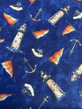 Lighthouse Fabric Cotton Fabric BTHY 18 X 44" Nautical Anchor Captain Flag