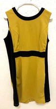 I.N. Studio Women's Shift Dress Gold/Black Sleeveless Zip Back Size 16