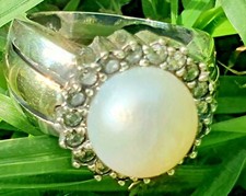 Anello in argento sterling e oro con perla d'acqua dolce, zirconi