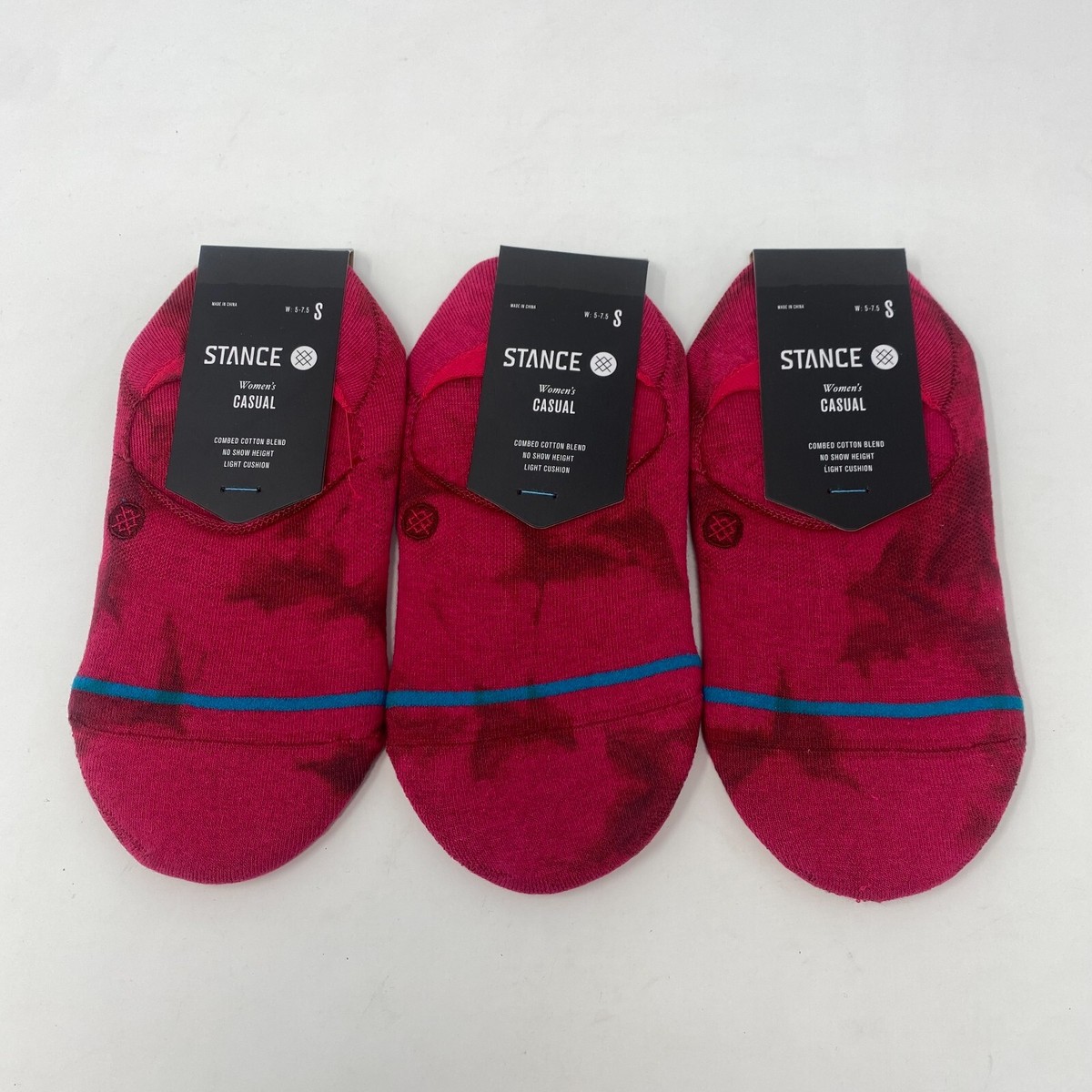 Stance Pack Casual Combed Cotton Light Cushion Pink No Show Socks Womens  Small