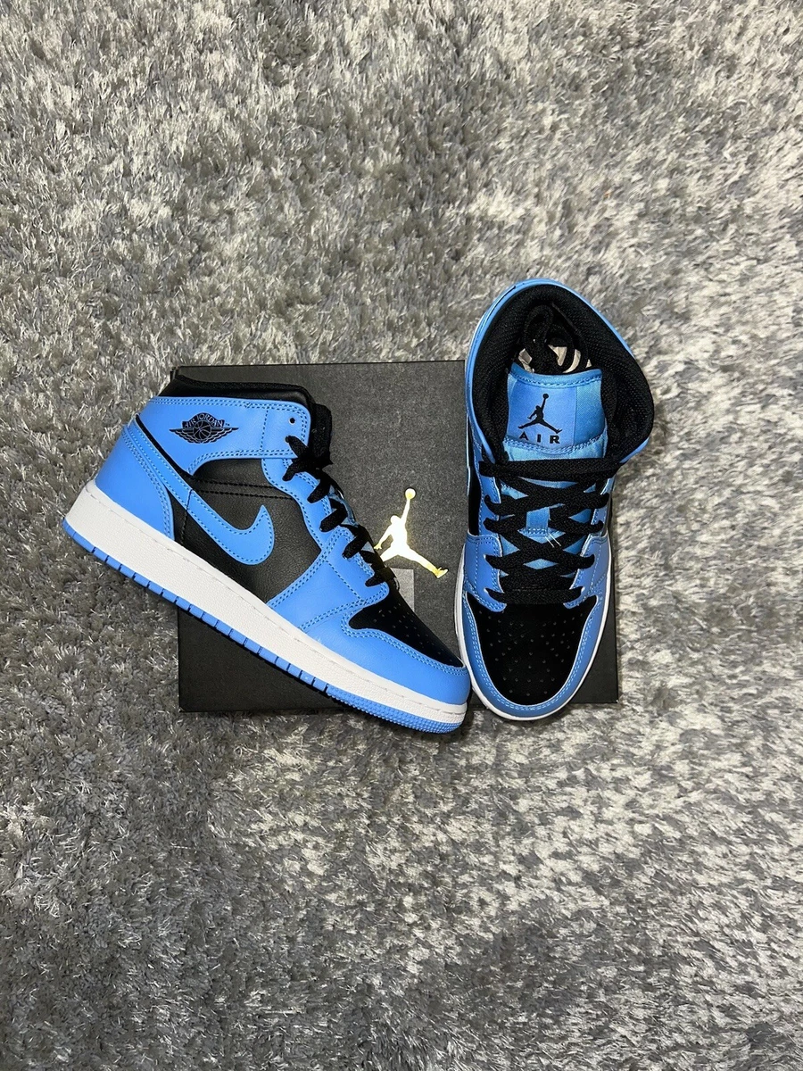Nike Air Jordan 1 Mid University Blue Black GS UK 5 EU 38 | eBay