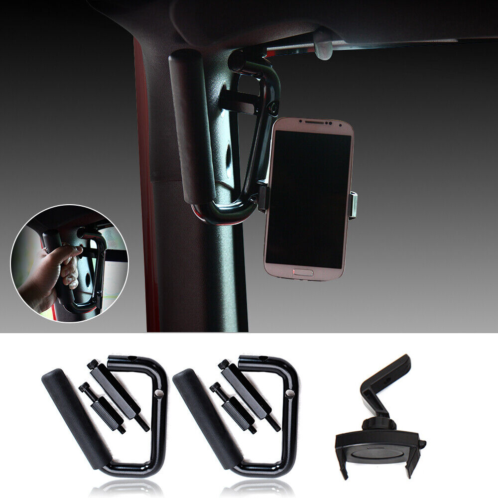 2x Grab Bar Front Grab Handle with Phone Holder For Jeep JK Wrangler  2007-2018 611559477535 | eBay