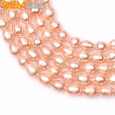 8-9x9-10mm Egg Potato White Pink Grey Freshwater Pearl Jewelry Making Beads 15"