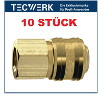"10 StüCk Tecwerk Druckluft Messing Schnellverschlusskupplung 1/4\" Ig Dn 7,2"