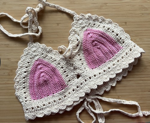 Bikinioberteil Handarbeit Häkel-BH Nostalgie Retro 68-er - Bild 2 von 5