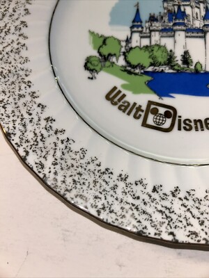 ディズニー　シンデレラ城　プレート Vintage Walt Disney World Castle Plate Cinderella's Blue Gold Made