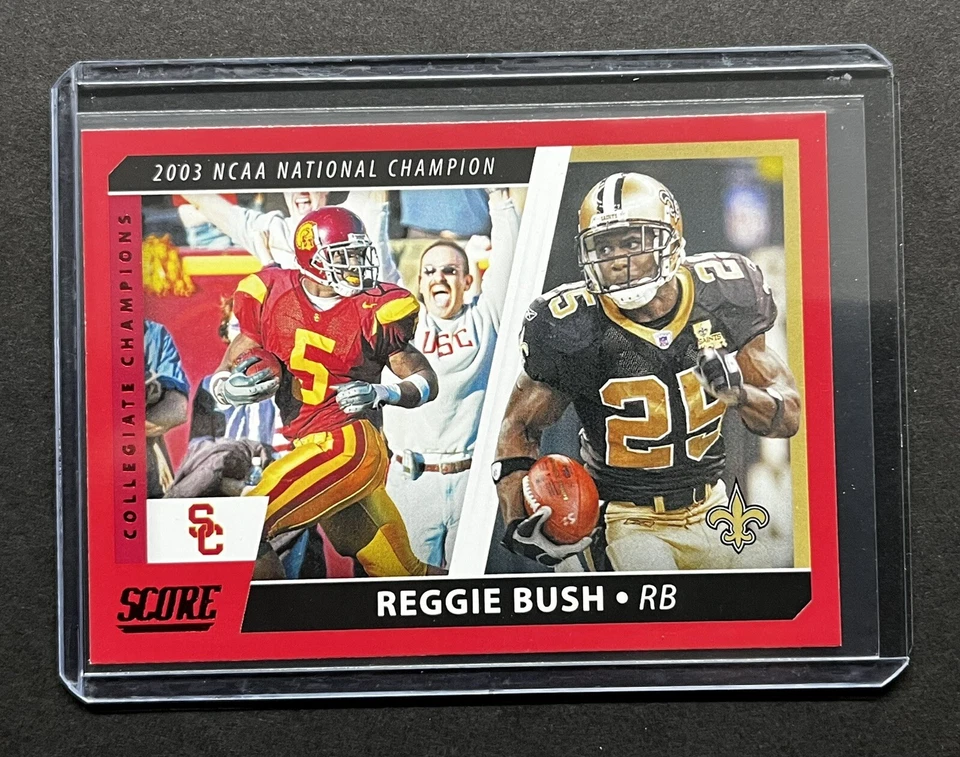 2021 Score Collegiate Champions Red Parallel Reggie Bush #CC8 New Orleans Saints - Image 2 of 3
