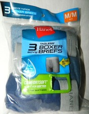 Hanes Boxer Briefs Boys M 10-12 Or L 14-16 Tagless New 3 Pair Pack ComfortSoft