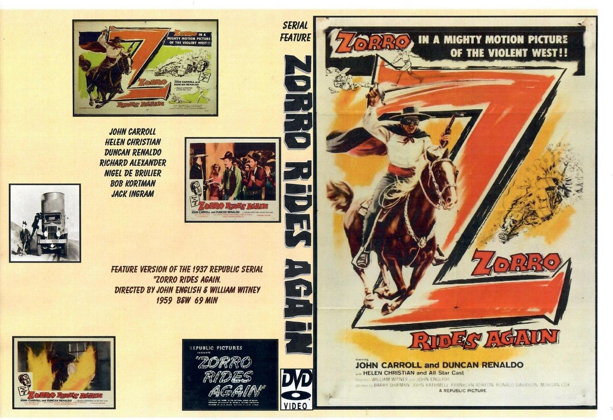 ZORRO RIDES AGAIN 1959 FEATURE VERSION OF THE SERIAL ON DVD-R | eBay