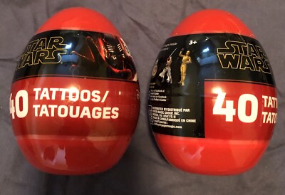 Lot of 2 - STAR WARS  40 TATTOOS Temporary In Platic Egg