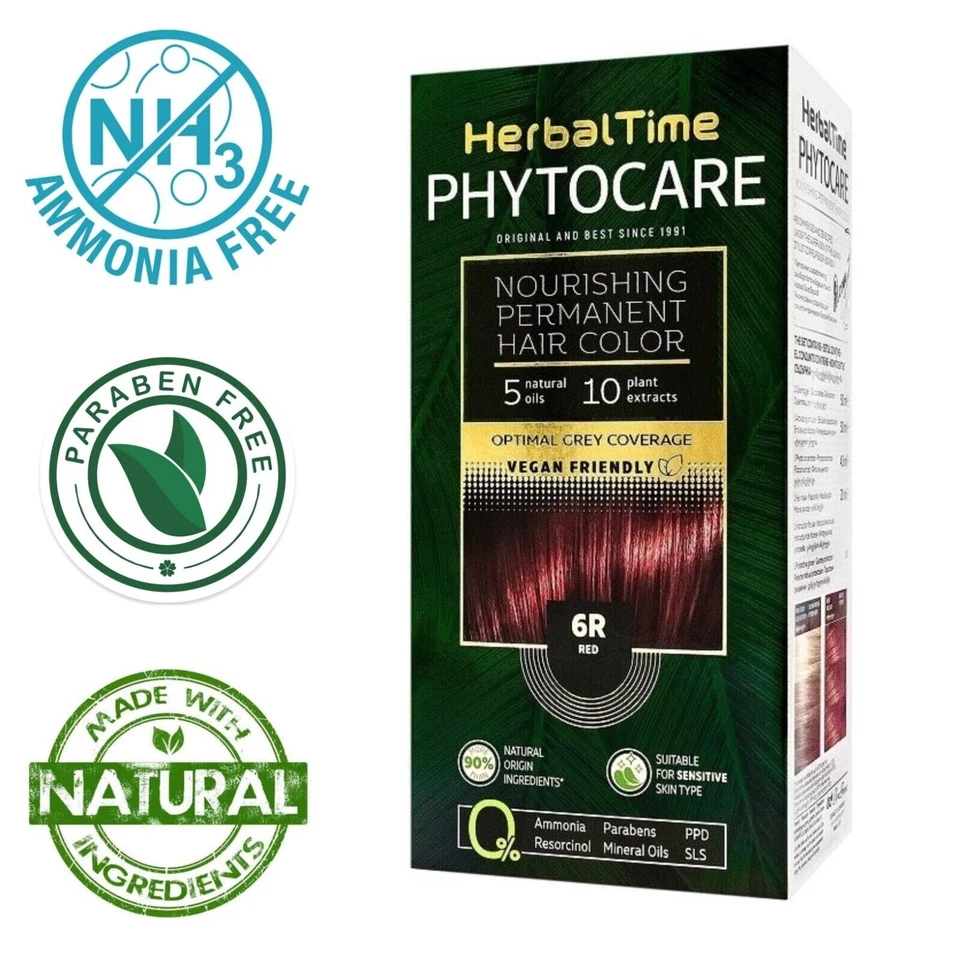 Tinta per capelli nutriente senza ammoniaca 6R Rosso "Herbal Time Phytocare"