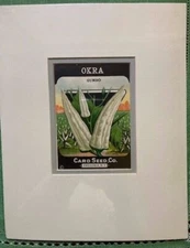 Antique Early 1900's Unused OKRA Gumbo Seed Packet,Matted,Chromo-lithography 