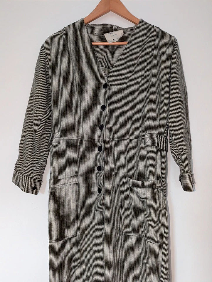 Seek Collective Celeste Romper Microstripe Sand Black White Sustainable Small S - Image 2 of 4