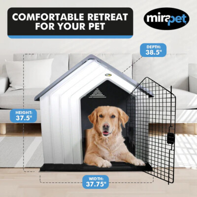 MiraPet Durable Waterproof Plastic Dog House Indoor Outdoor and