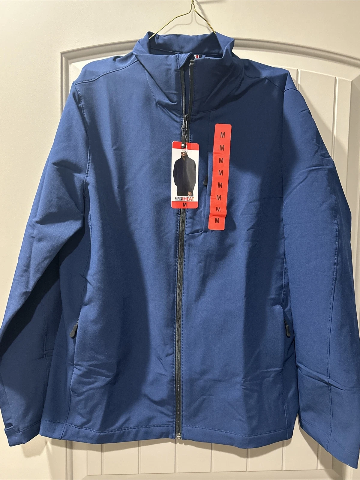 32 Heat Men LONG SLEEVE JOGGER'S JACKET (BLUE, Medium With 3 Zipper Pockets.