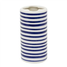 Jeff Banks Ceramic Toothbrush Holder, 13cm Toothbrush Pot Striped Blue Design