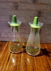 Vintage Pyrex Spring Blossom Green Salt & Pepper Shakers Crazy Daisy Avocado 2pc