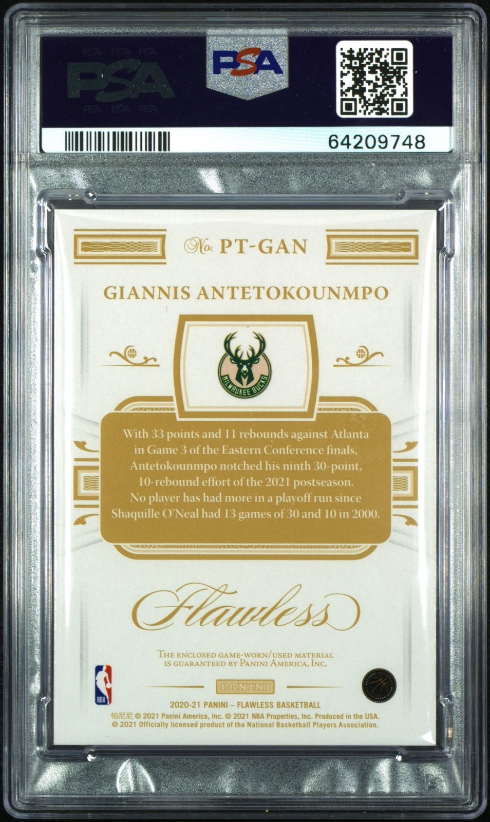 2020 Flawless Giannis Antetokounmpo Game-Worn Nameplate Patch /20 PSA 10 POP 2 view 6