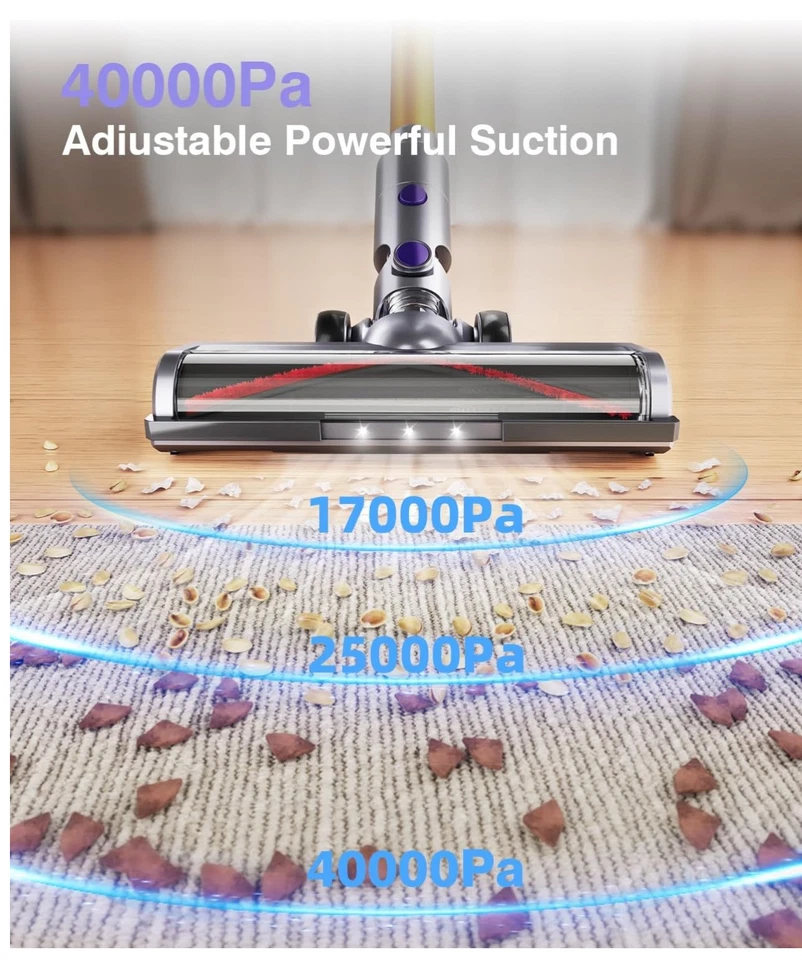 Cordless Vacuum Cleaner, 450W 40Kpa Powerful Stick Vacuum, Up to 50Mins Cyclone - Image 4 of 4