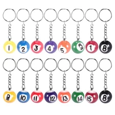3X( Billiard  Keychain Set 16 Pcs,  Key Chain Balls Eightball Billar6145