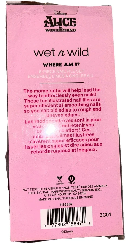 Wet N Wild x Алиса в стране чудес пилки для ногтей и лак для ногтей новый в упаковке! - Изображение 3 из 4