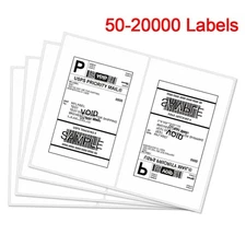 Rounded Corner Shipping Labels 8.5" x 5.5" Half Sheet  Self Adhesive 2 Per Page