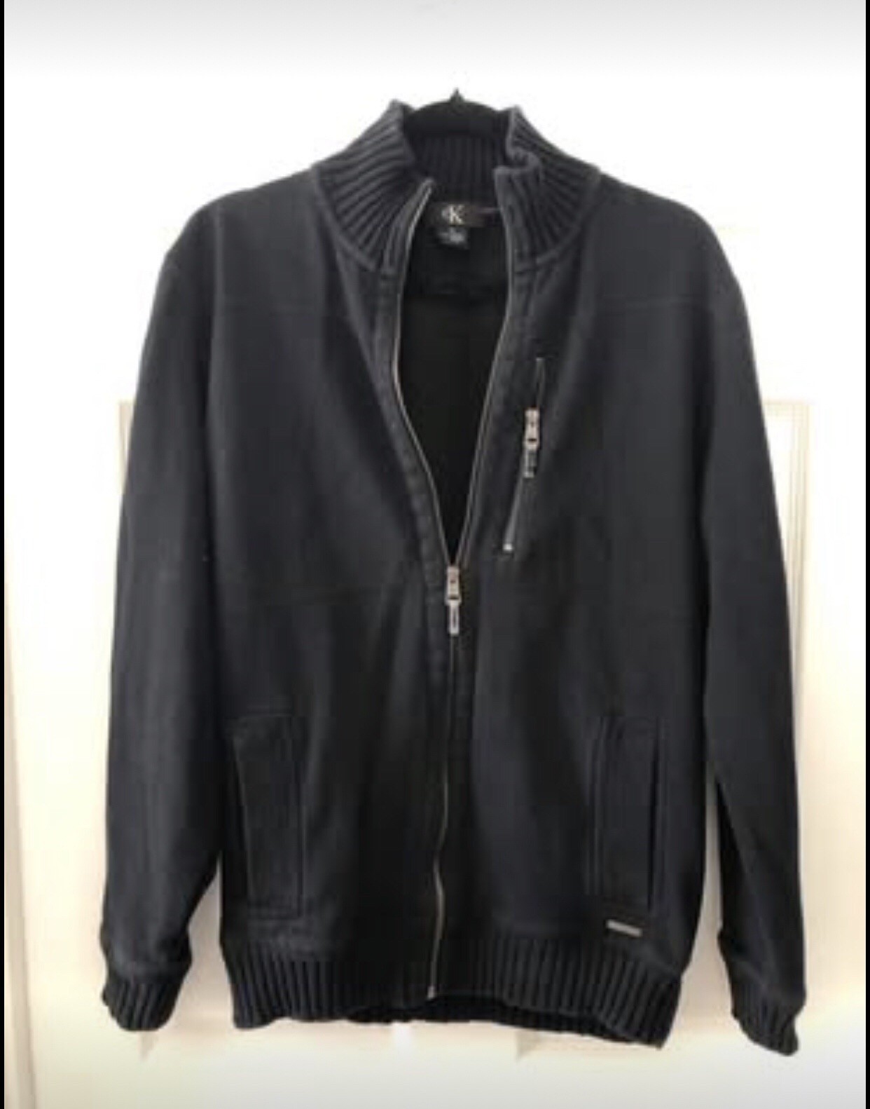 CK Calvin Klein Black Zip Sweater Size Mens Medium