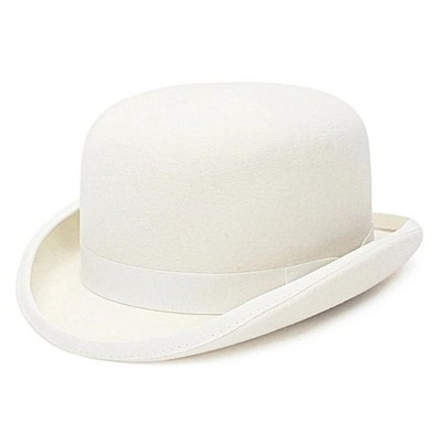 100% Wool Felt Derby Bowler with Removable Feather Fedora Hats