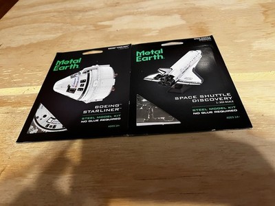 2 Metal Earth, Steel Model Kits, Boeing Star Liner, And Space Shuttle Discovery