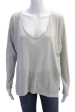 Velvet by Graham & Spencer Womens Long Sleeve V Neck Knit Tee Shirt Gray Medium