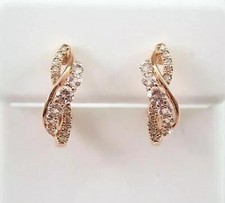 0.70Ct Round Round Lab Created Diamond Huggie Hoop Earrings 14k Rose Gold Plated