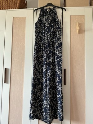 Jumpsuit Overall Tory Burch Seide Neckholder Blau Gr. M Top Zustand