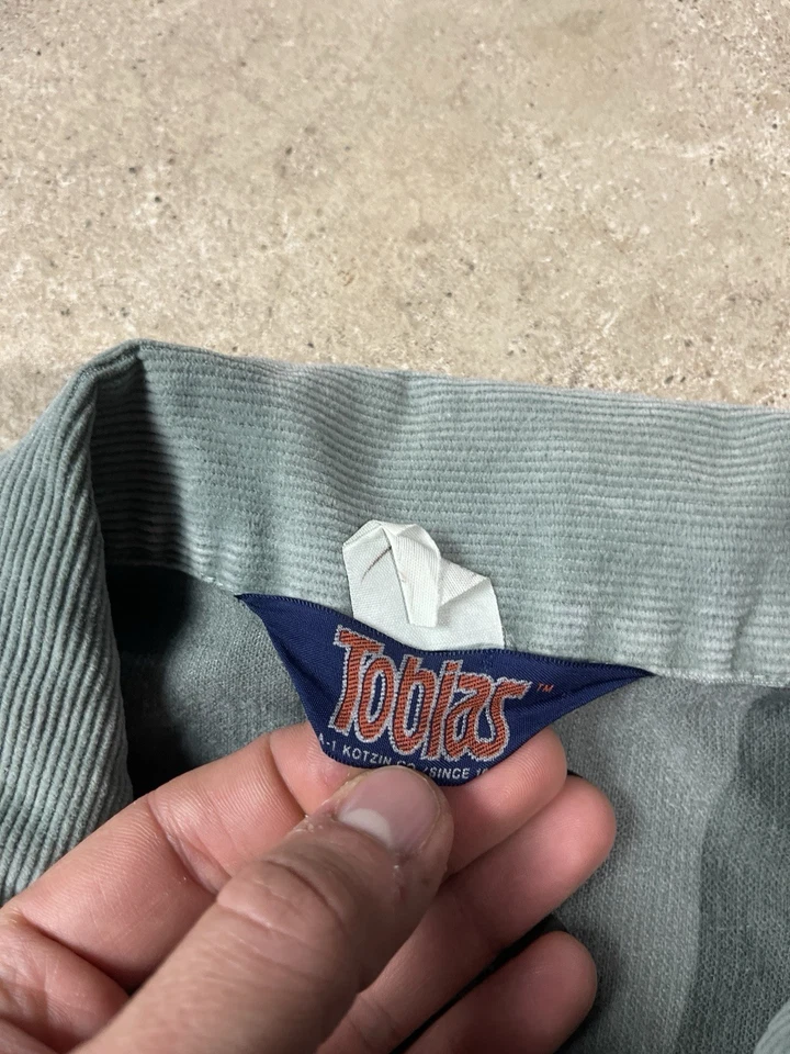 Винтажная зеленая вельветовая рубашка куртка Sage 70-е Tobias мужская размер средний на пуговицах США - Изображение 3 из 4