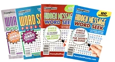 NEW Lot 4 Penny Press Dell Hidden Message Original Word Search Seek Puzzle Books