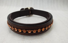 Rhinestone Dog Collar Crystal Genuine Leather Empty Crystal.
