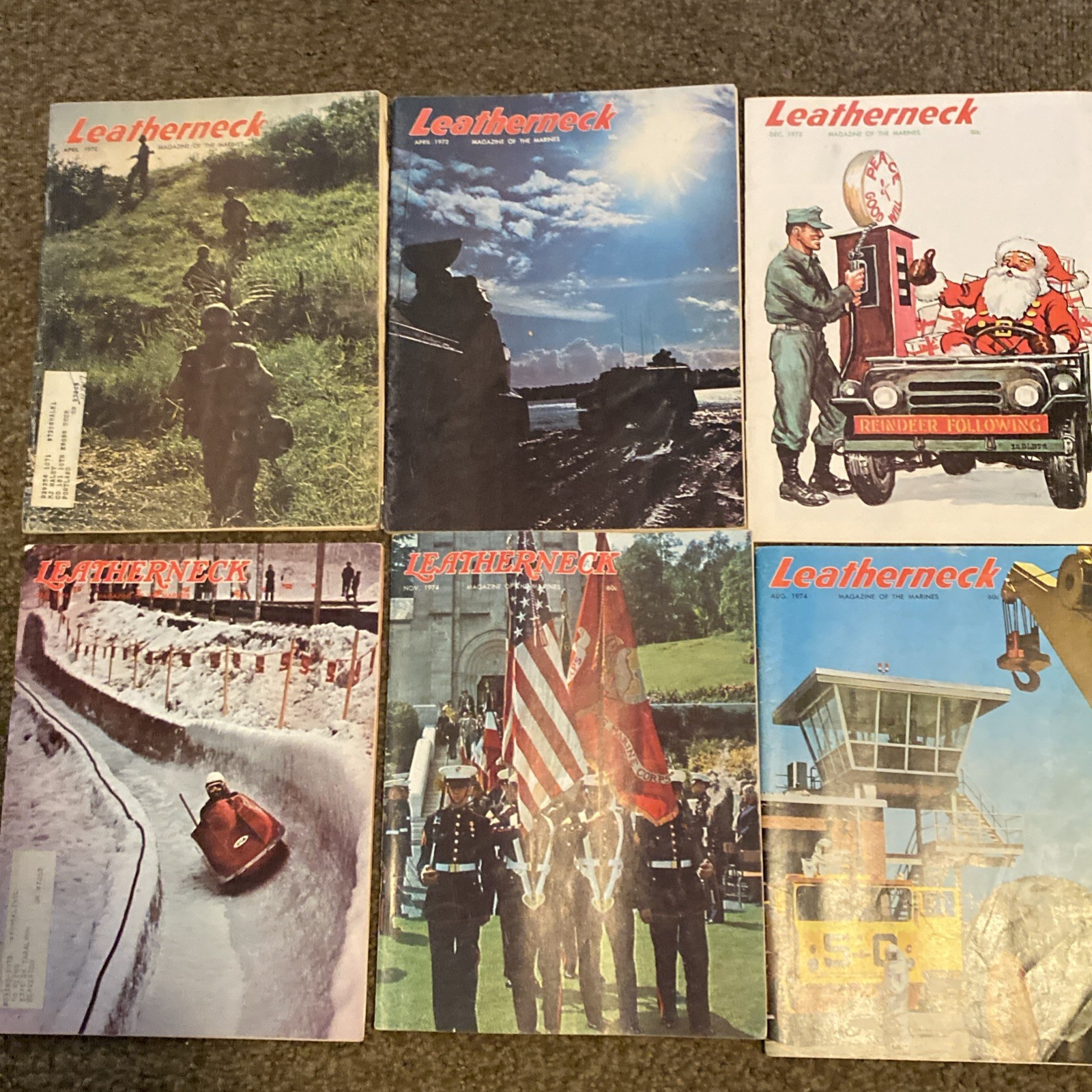 Vintage Lot of 6 Leatherneck Magazine Apr-1970-Apr-Dec-1972- Aug-Nov-Dec- 1974