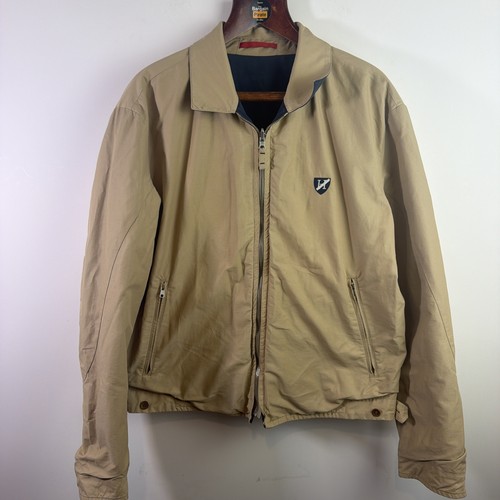 Hackett, HACKETT REVERSIBLE JACKET TAN/NAVY ZIP FRONT NYLON/COTTON Large Vintage
