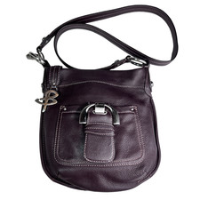 B. Makowsky Brown Leather Crossbody Shoulder Convertible Bag Silver Hardware