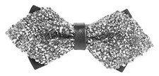 Flairs New York Gentleman's Bow Tie Only Silver Glitter Rhinestones / Black